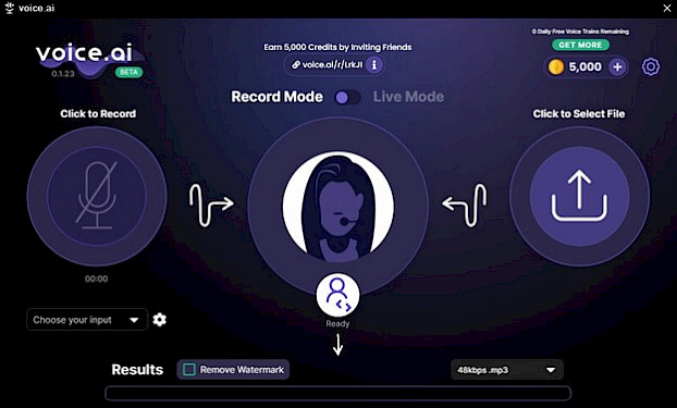 voice.ai interface