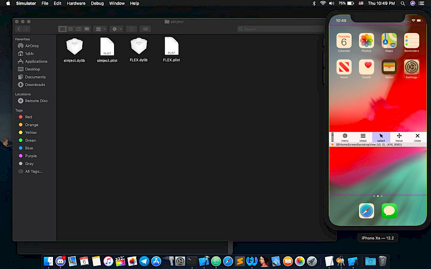 Simject running on iOS Simulator