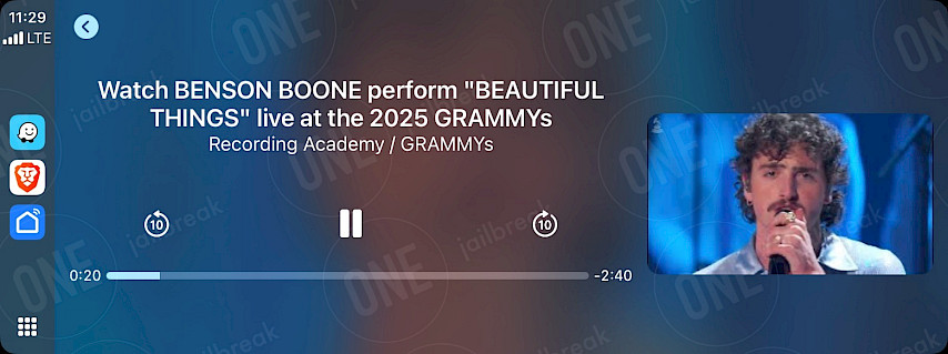 Playing YouTube video with Brave on CarPlay display