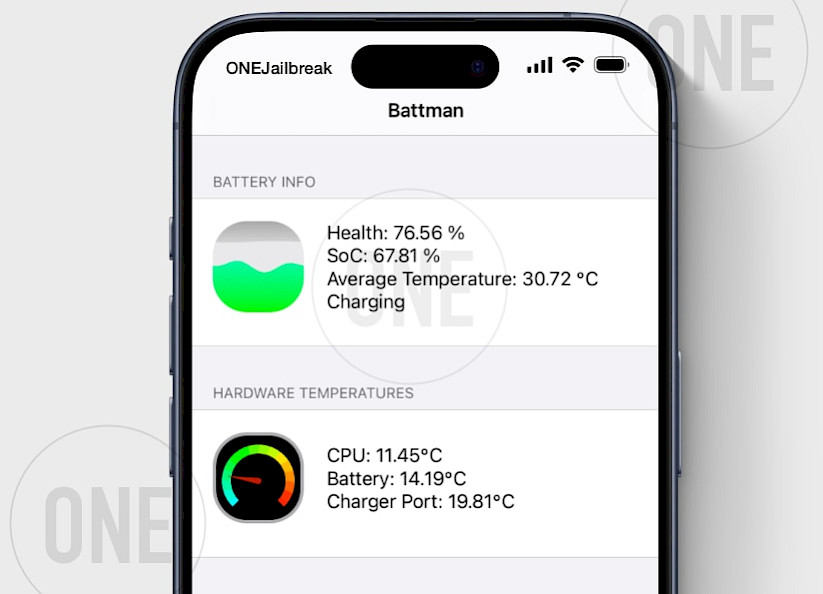 Battman Battery Manager dashboard showing health metrics