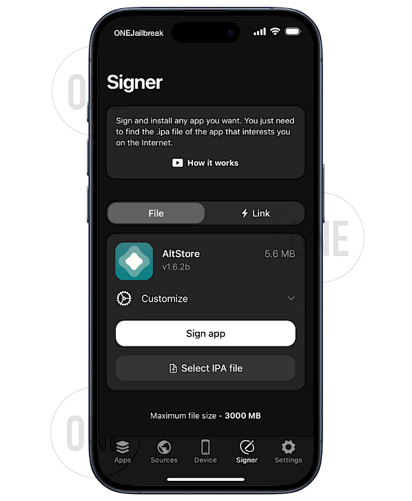 Select IPA file to sign
