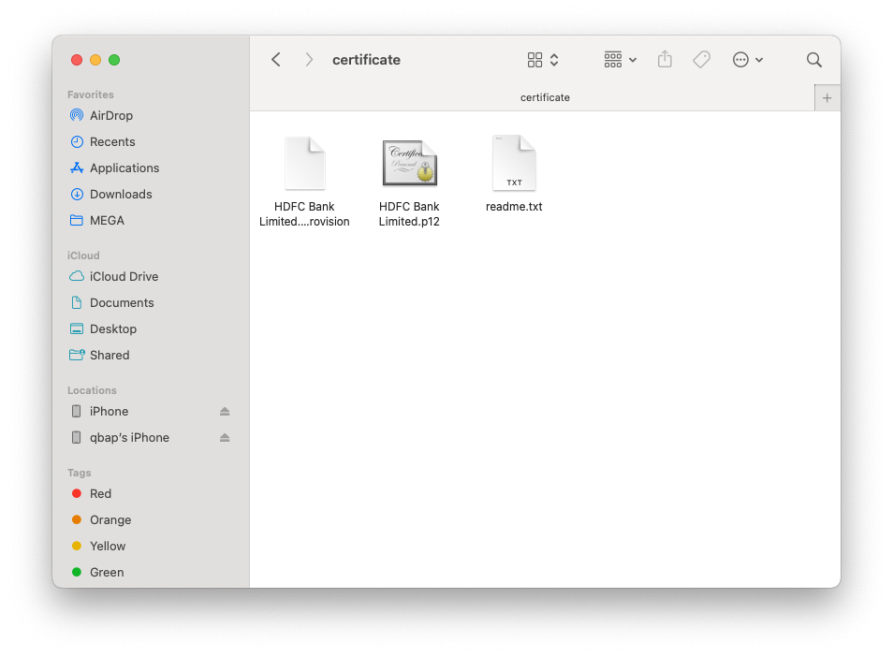 Free Certificate Files in Finder