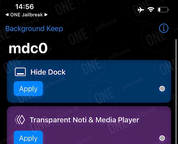 mdc0 App running on iOS 18
